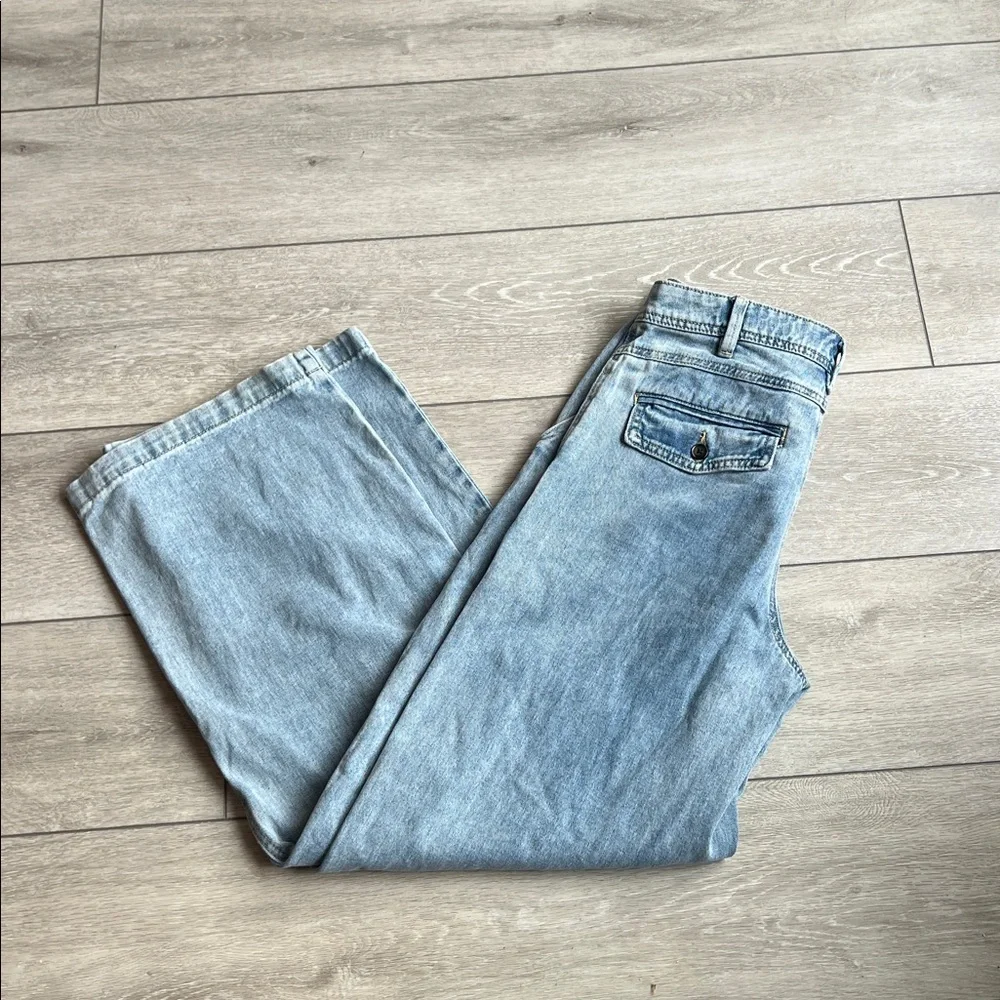 Wayf Denim Blue Wide-Leg trouser style Jeans size small Very - Picture 8 of 8